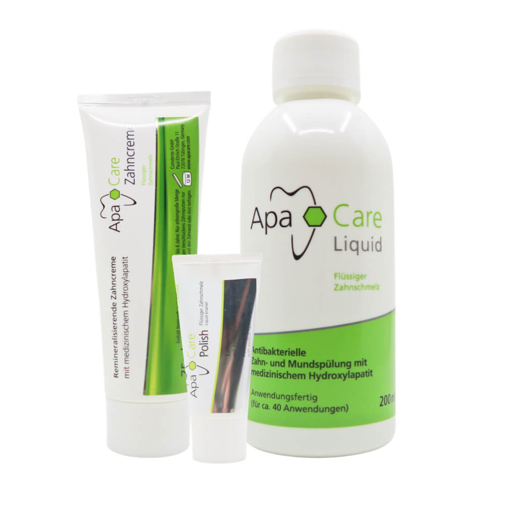 ApaCare suuhoolduskomplekt (remineraliseeriv hambapasta + poleerimispasta + antibakteriaalne suuvesi)