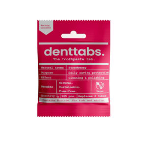 DENTTABS hambapesutabletid lastele MAASIKA 125tk (fluoriidivaba)
