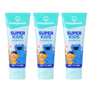 3 x happybrush SUPER KIDS hambapasta 2-6a väikelastele 75ml (fluoriidiga)