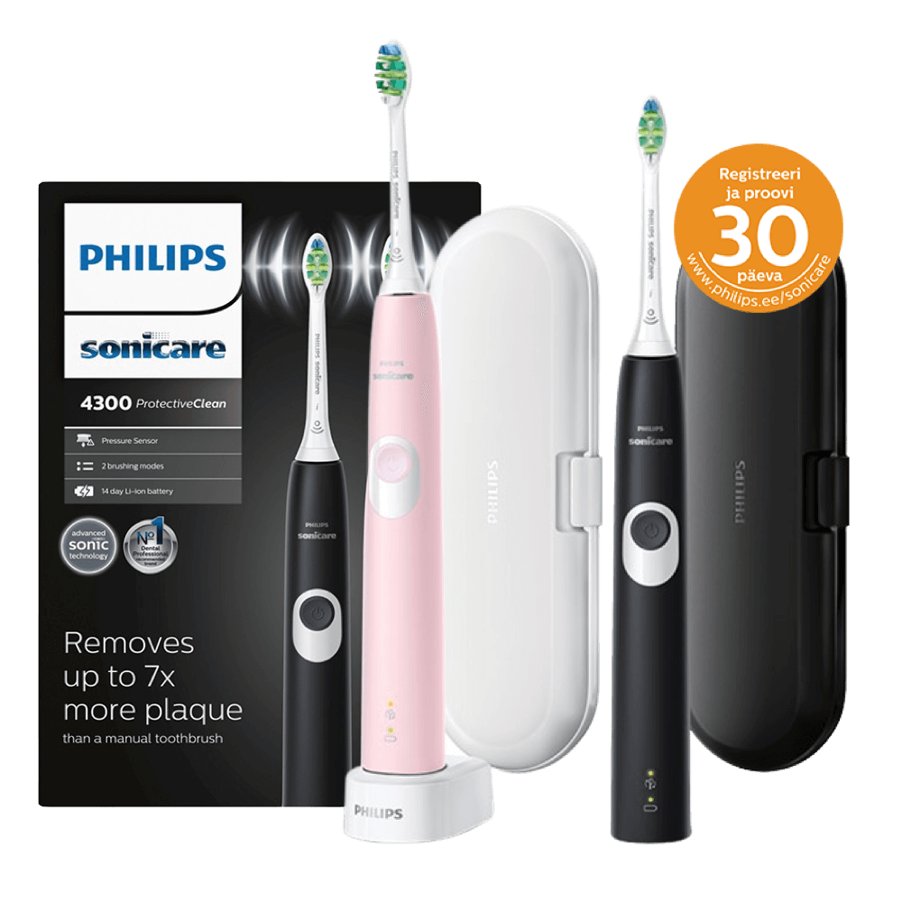 Philips Sonicare ProtectiveClean 4300 seeria HX6800/35 MUST + ROOSA komplekt (2 käepidet