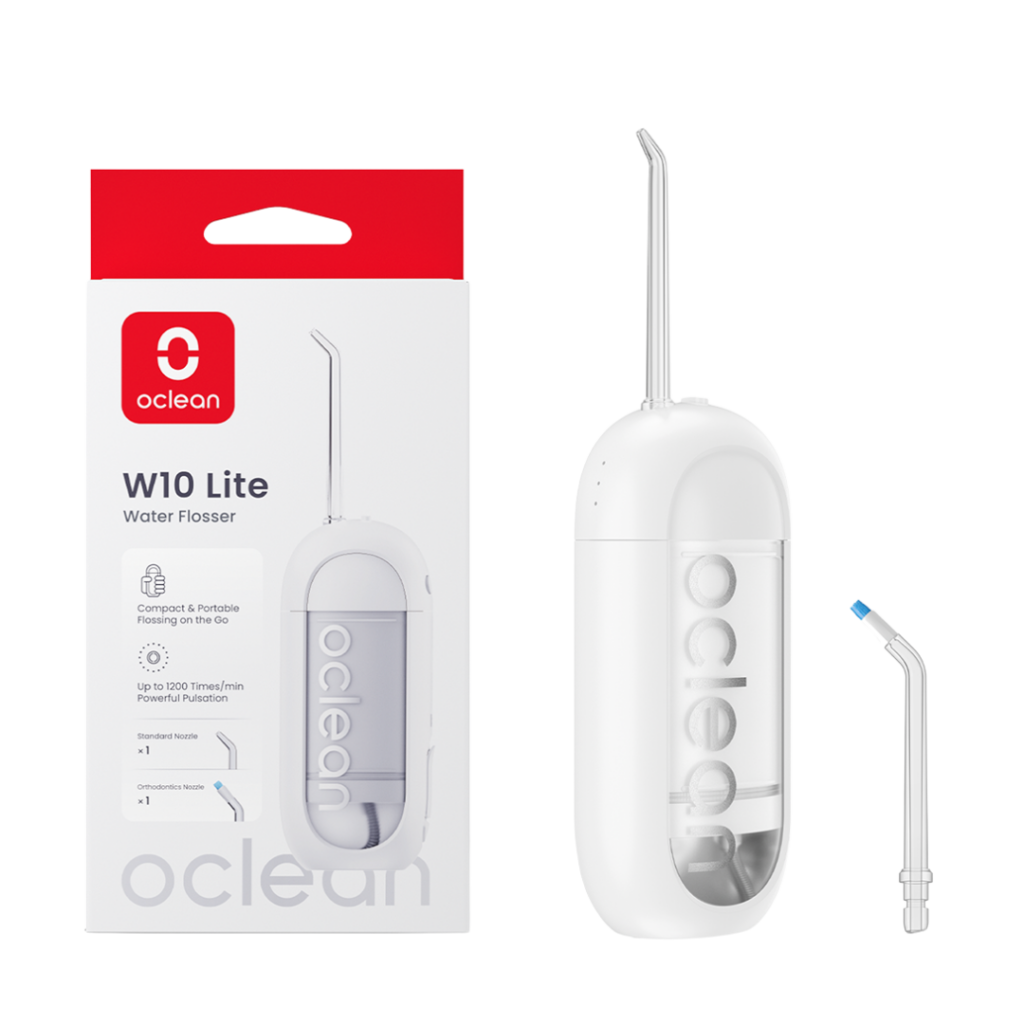 Oclean W10 Lite irrigaator VALGE juhtmevaba veeprits (2 otsikut)