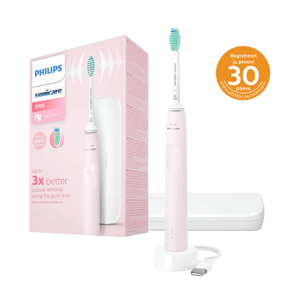 Philips Sonicare 3100 seeria HX3673/11 elektriline hambahari surveanduriga ROOSA (1 otsik) + Reisivultar