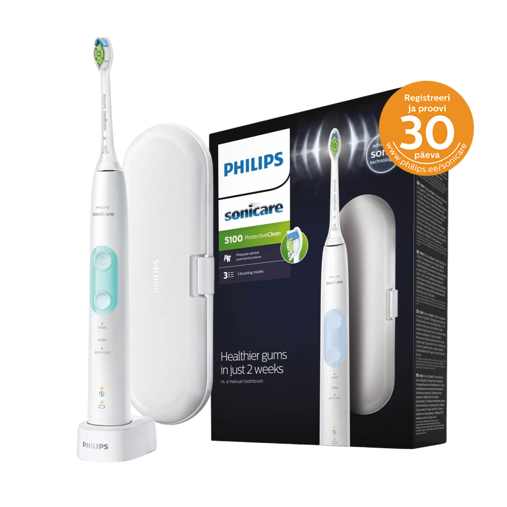Philips Sonicare ProtectiveClean 5100 seeria VALGE (HX6857/28) 3 režiimi