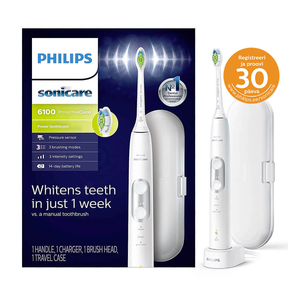 Philips Sonicare ProtectiveClean 6100 seeria VALGE (HX6877/28) - 3 režiimi