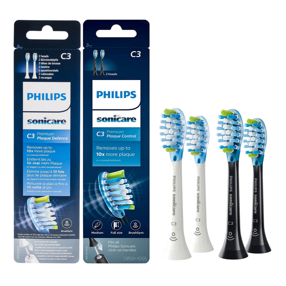 Philips Sonicare Premium Plaque Defence C3 hambaharja otsikud KOMBO HX9042 (2 x VALGE + 2 x MUST)