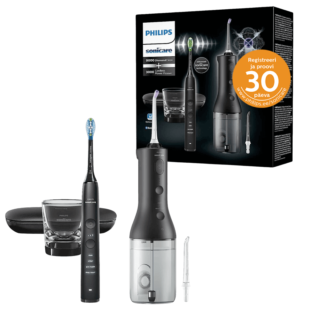 Philips Sonicare DiamondClean 9000 HX3886/43 elektriline hambahari + Power Flosser 3000 veeprits (MUST)