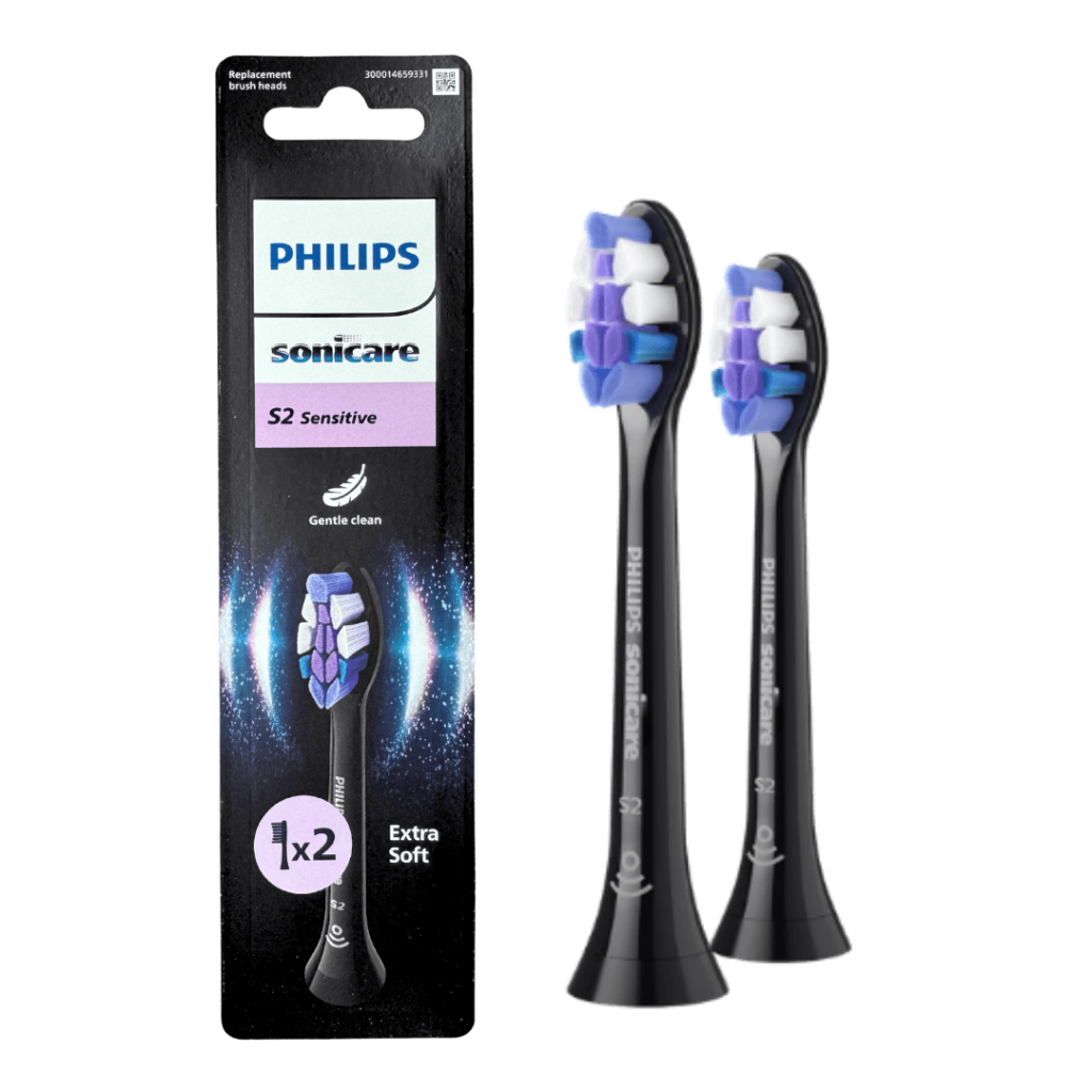 Philips Sonicare S2 Sensitive (Ultra Soft) MUST ülipehmed hambaharja otsikud HX6052/88 (2tk)