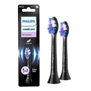 Philips Sonicare S2 Sensitive (Ultra Soft) MUST ülipehmed hambaharja otsikud HX6052/88 (2tk)