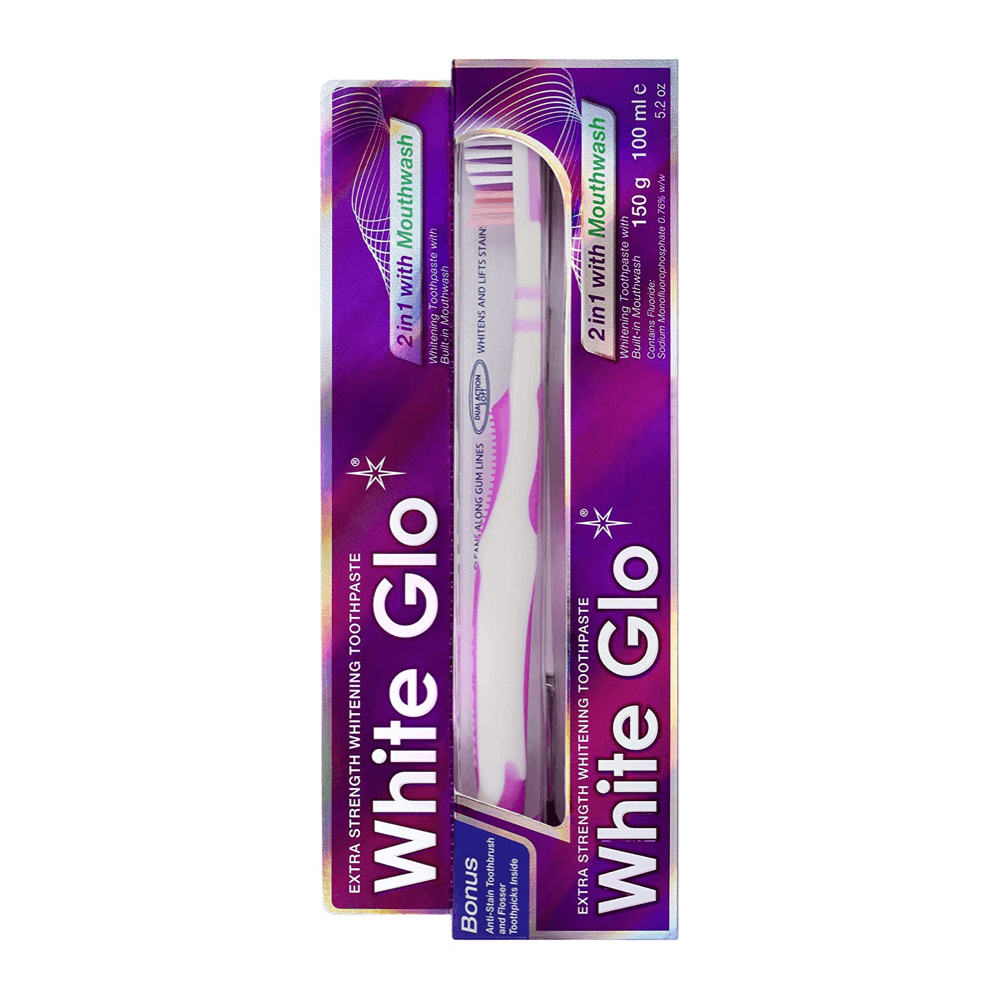 White Glo 2in1 with Mouthwash valgendav hambapasta koos suuveega 100ml (kaasa tasuta käsihambahari)