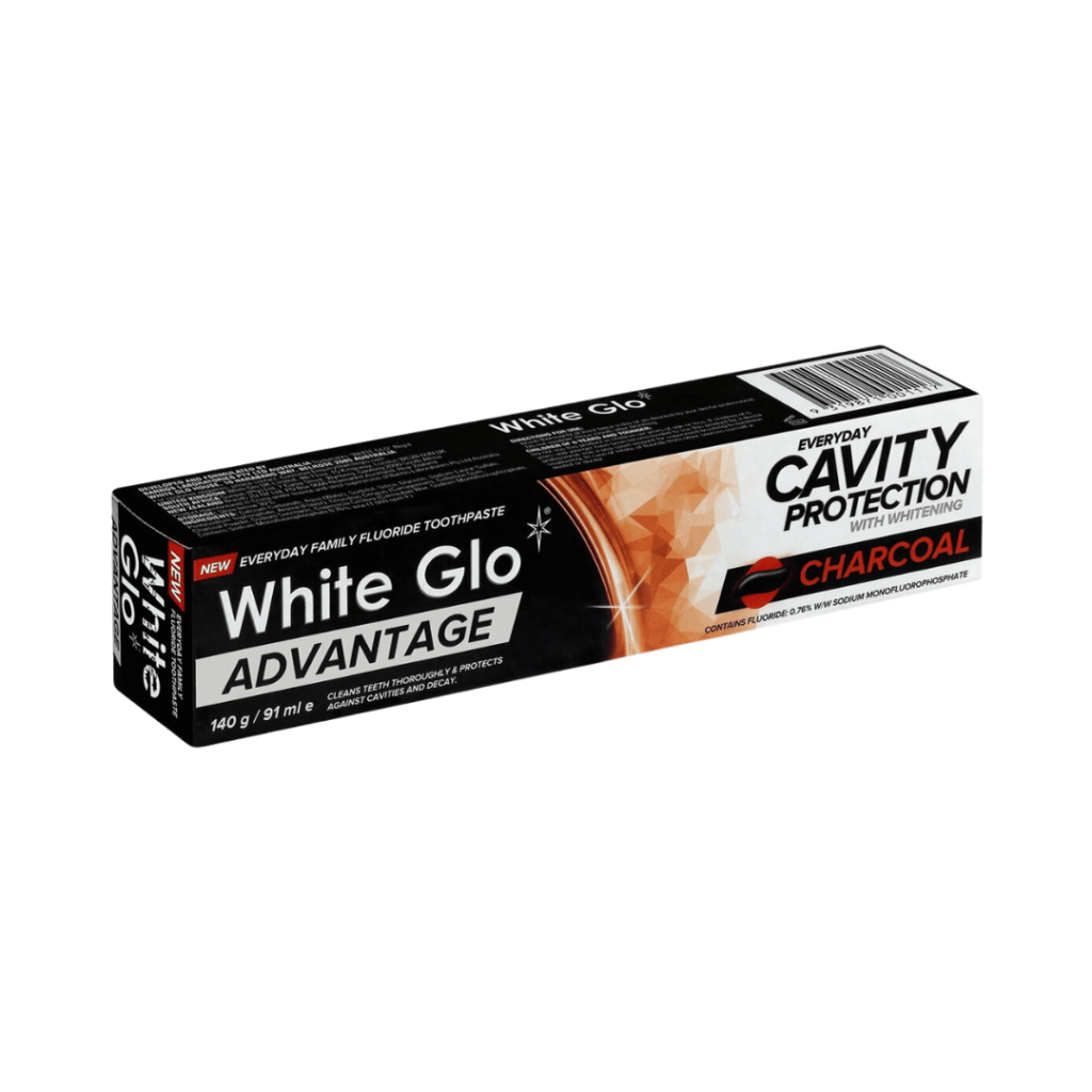 White Glo Advantage Cavity Protection Charcoal valgendav hambapasta aktiivsöega 91ml